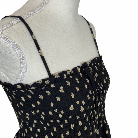 Etophe Studio Black Floral Top Straps Peplum Hem M - Picture 7 of 10